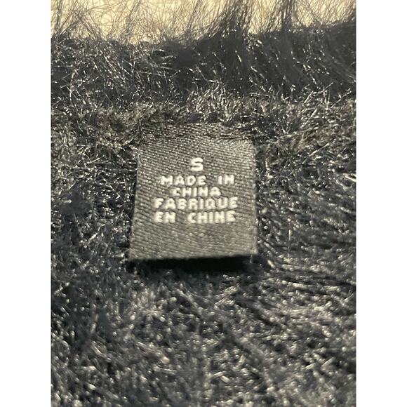 Anthropologie Knitted & Knotted Eyelash Sweater Womens Small 1/2 Sleeve Black - Picture 8 of 13